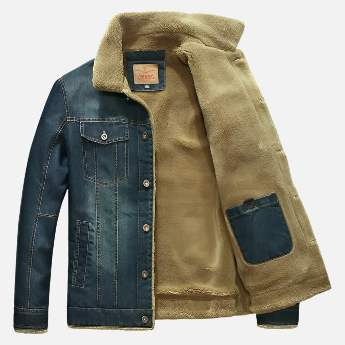 Jaqueta Jeans Masculina Acolchoada Norvitz NV186, ideal para o inverno, com design moderno e proteção térmica para um visual urbano elegante.